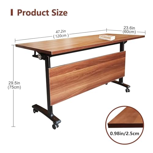 Conference Room Table 8FT White Meeting Seminar Table Business Style Folding Training Flip Top Table for Office Conference,Metal Frame with Wheels (6, White)
