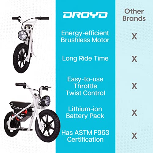 Weeler Electric Mini Bike - Electric Bike for Kids Ages 6 & Up - 200W Electric Bike w 6.2-10MPH up to 8 Miles - E Bike for Kids up to 45 Mins Run Time w 14in Tire, 24V 8Ah Battery
