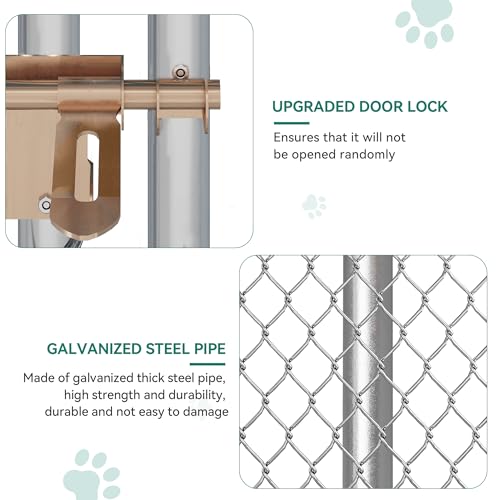 YITAHOME 14.8'x14.8' Large Outdoor Dog Kennel with Metal Dog Gate, Dog Pens Outside with Roof, Dog Fence Outdoor for Yard