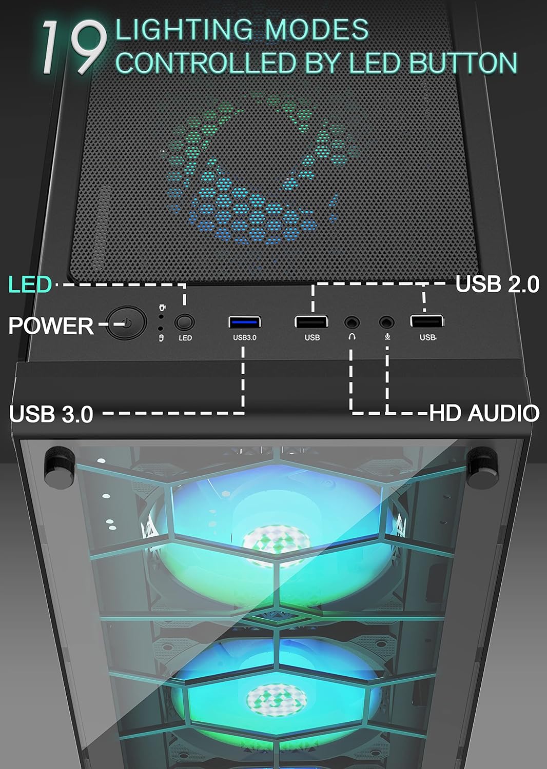 MUSETEX ATX PC Case MN6-B Bundle with CPU Fan