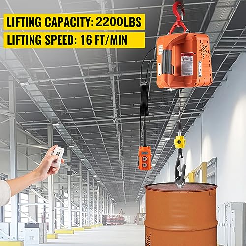 3-in-1 Electric Hoist Winch, 880LBS Portable Electric Winch, 1500W 110V Power Winch Crane, 62ft Lifting Height, w/Wire and Wireless Remote Control for Lifting Small Engines, Bicycles, Groceries