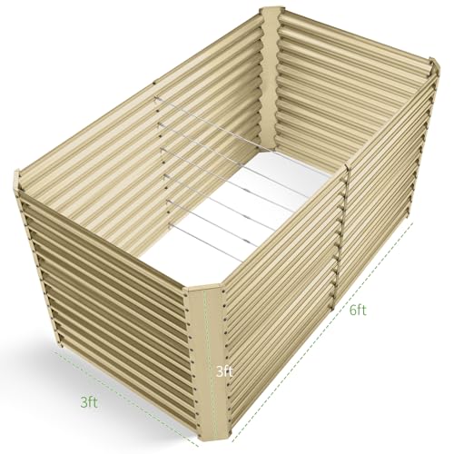 Land Guard 8x4x3ft Rectangular Galvanized Raised Garden Beds, 36" Tall Large-Capacity Metal Planter Box Outdoor, Durable Deep Raised Garden Bed, Raised Beds for Gardening Vegetables, Classic Silver