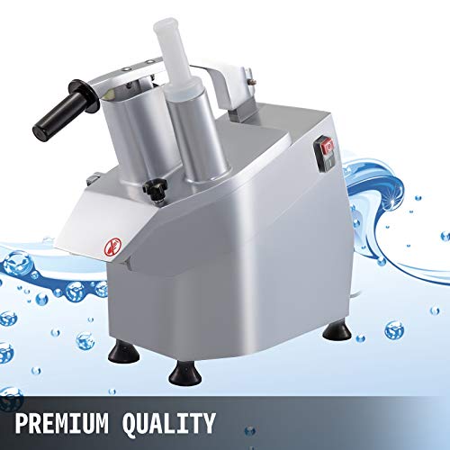 VBENLEM 110V Commercial Food Processor 2 Feeding Holes, 550W Electric Vegetable Slicer 1600 RPM, Stainless Steel Vegetable Processor Detachable 6-blades, 3mm/4mm/7mm Shred, 2mm/4mm Slice