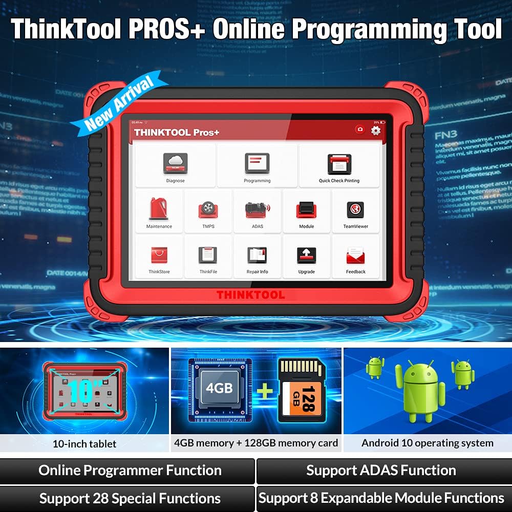 thinkcar THINKTOOL Pros+, Full System Bi-Directional Diagnostic Scanner, Online Programming, ADAS Calibration, ECU Coding, 34+ Reset Car Code Reader, Professional Scanner Tool 2 Years Free Update