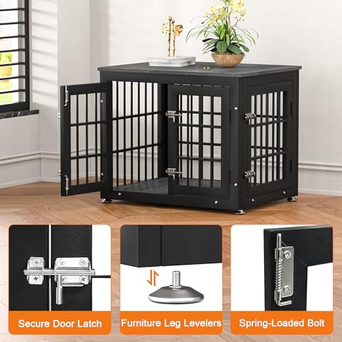 48 Inch Heavy Duty Dog Crate Furniture for Large Dogs, Decorative Pet House End Table, Extra Large Wooden Cage Kennel Furniture Indoor, Natural and White