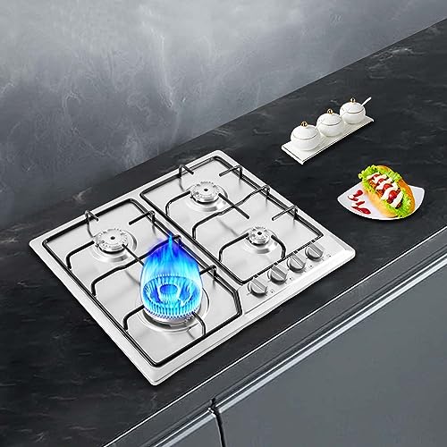 22″x20″ Built in Gas Cooktop 4 Burners Stainless Steel Stove NG/L-P-G Gas Hob Cooktop Kitchen Built-In Cook Stove Easy to Clean