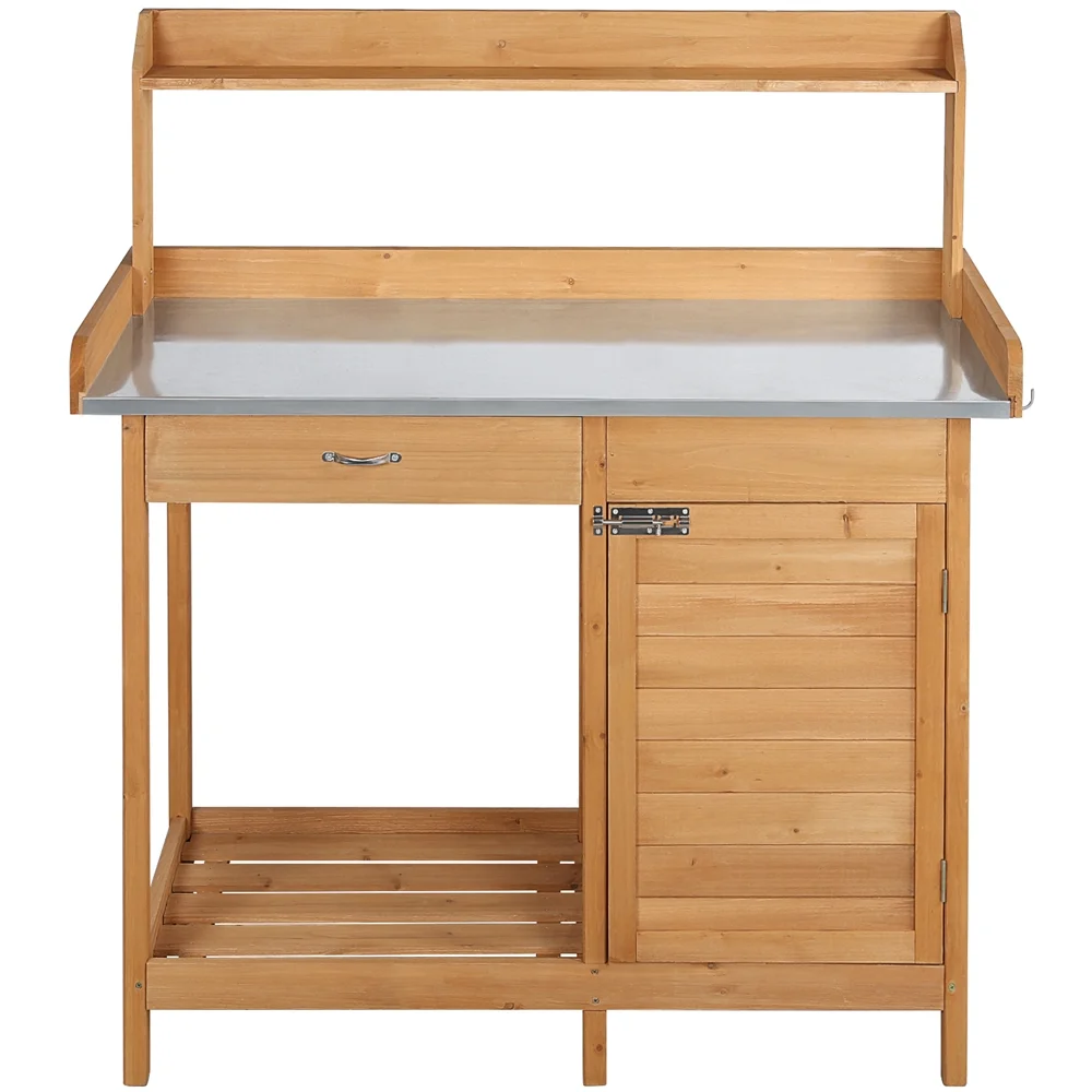 Yaheetech Garden Potting Bench W/Cabinet Drawer Open Shelf