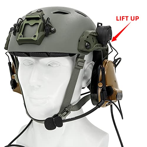 Double Comta iii Tactical Headset ARC Helmet Rail Mount Civilian Version and PTT Adapter U94 PTT Compatible Kenwood Plug Walkie-Talkie