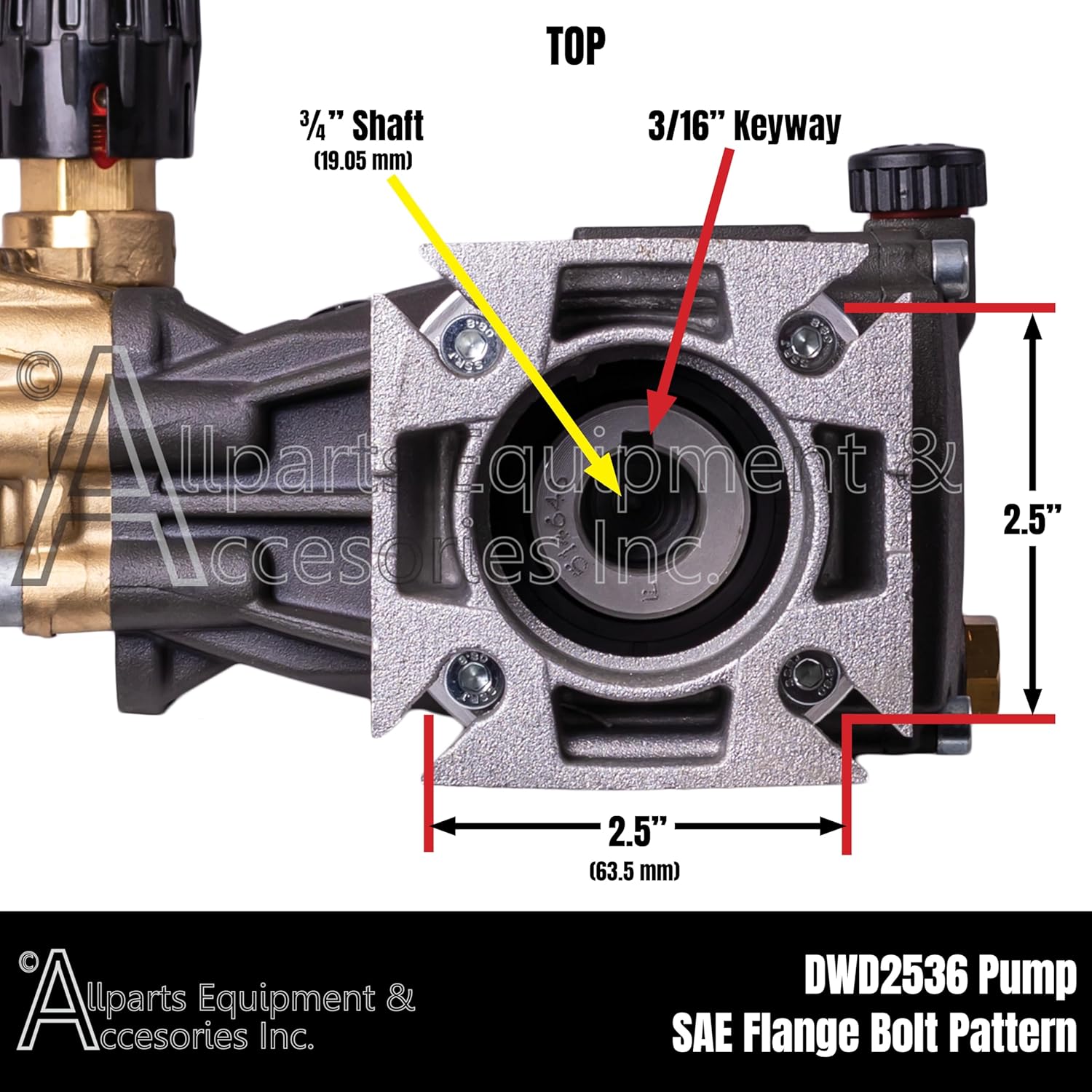 DWD2536 AAA Horizontal Triplex Plunger Replacement Pressure Washer Pump Kit 3600 PSI, 2.5 GPM, 3./4" Shaft, with 3/8 Quick Connect Fitting, Includes Mounting Hardware, Chemical Siphon Tube with Filter