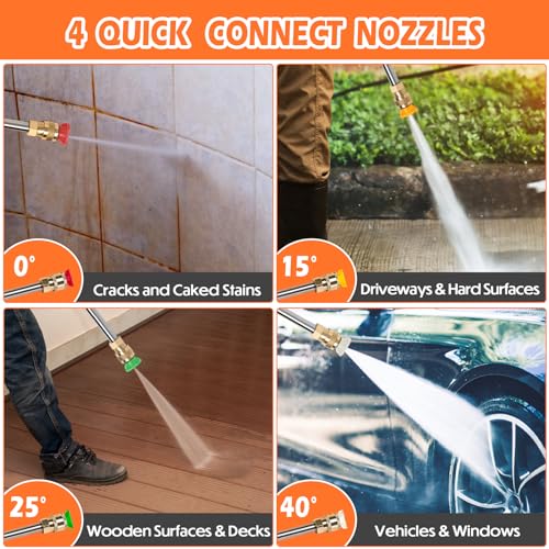 Electric Pressure Washer, 4000PSI 2.8GPM Pressure Washer with 4 Anti-Tipping Wheels, Electric Power Washer with 4 Pressure Tips and 500ML Foam Cannon for Home Garden Cleaning