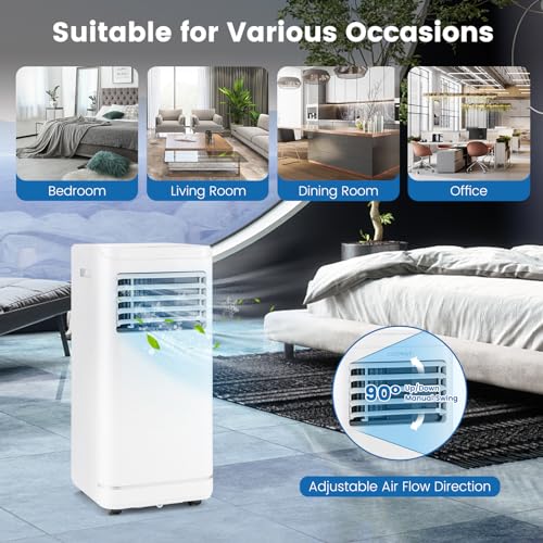 ARLIME Portable Air Conditioner,10000 BTU AC Unit, 3 in 1 Cooling Unit w/Dehumidifier, Fan Mode, Quiet AC Sleep Mode, 24H Timer, LED Display & Remote Control, Cool Rooms up to 250 Sq.Ft