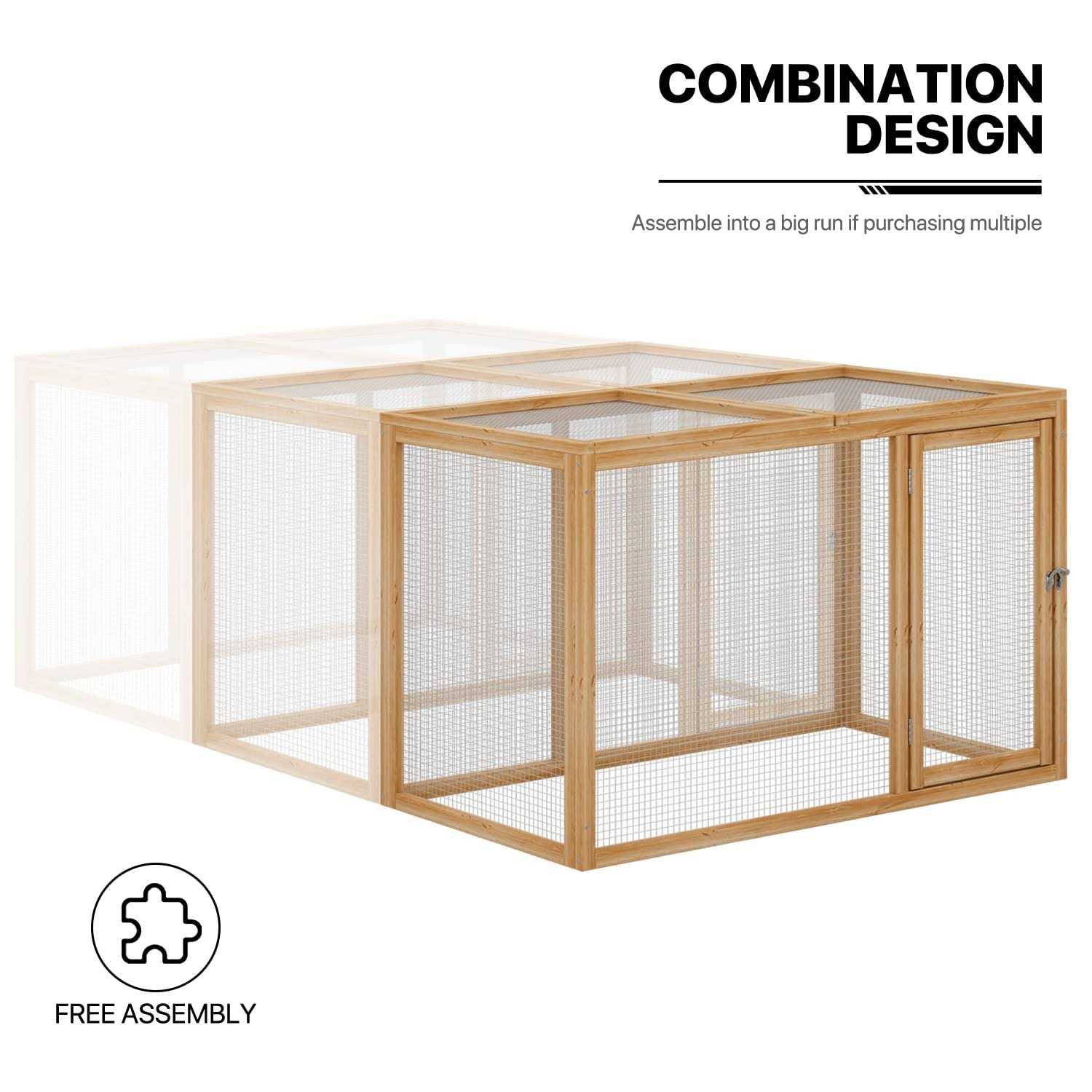 Monibloom Chicken Run for Yard Wood Chicken Cage Rabbit Hutch Bunny Pen with Openable Roof and Side Door - Pet Supplies online store