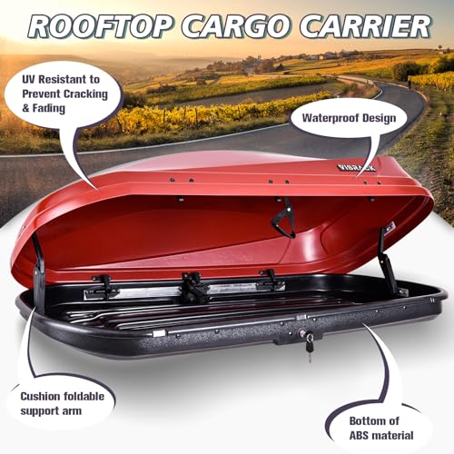 White Rooftop Cargo Box Carrier Large 21 Cubic Feet Car Top Mount Travel Luggage Storage,Dual Side Opening,Heavy Duty Waterproof Roof Storage Box Extra Keys,75.98" L x 31.5" W x 14.96" H