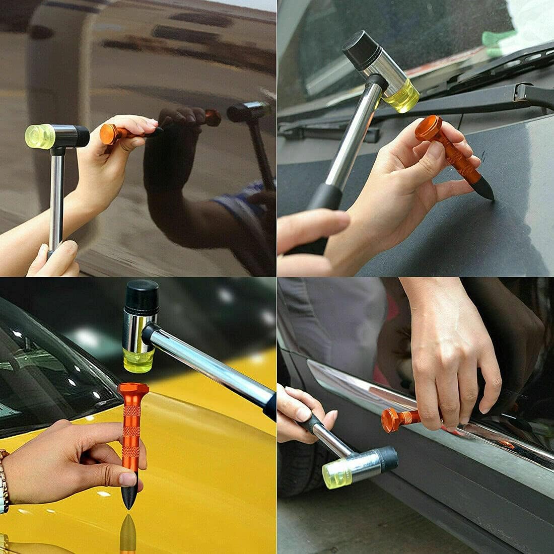 Henergy Paintless Car Dent Repair Kit - 52PCS Car Dent Removal Puller Kits Professional Car Dent fix Removal Tool Hail Damage Dent Repair Puller Tool Rubber Hammer Tap Down Tool Pack of 2