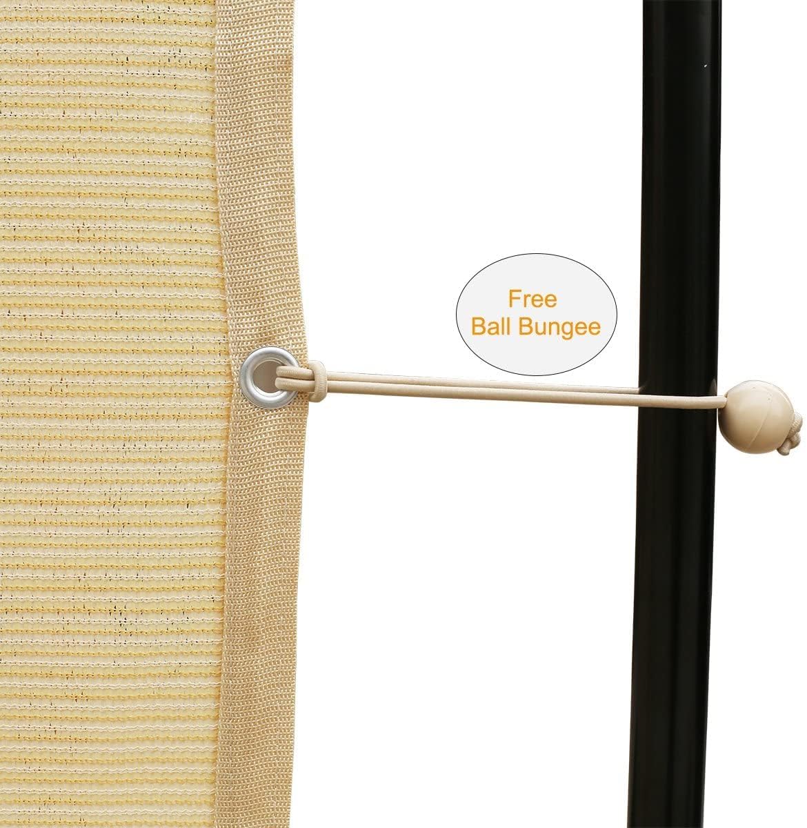 Shatex 90% Shade Fabric Sun Shade Cloth Taped Edge with Grommets Sun-Block Mesh Shade for Pergola Cover Canopy 12&rsquo; x 20&rsquo;, Wheat, 12 Bungee Balls