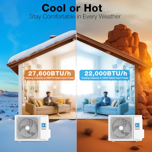 Bonaire Durango Mini Split Air Conditioner and Heater with Smart Wifi App Enabled, Energy Saving Inverter Ductless Wall AC Unit for Rooms, White