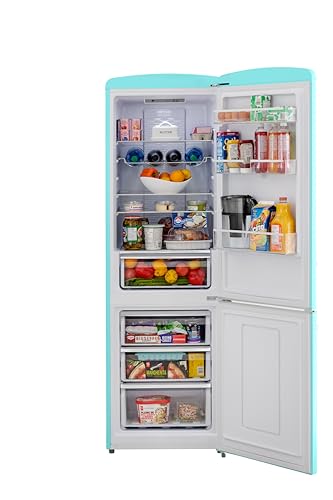 iio RR2 12 cu. ft. Retro Refrigerator Full Size Fridge with Bottom Freezer, Frost Free, LED Light, Multiflow 360°