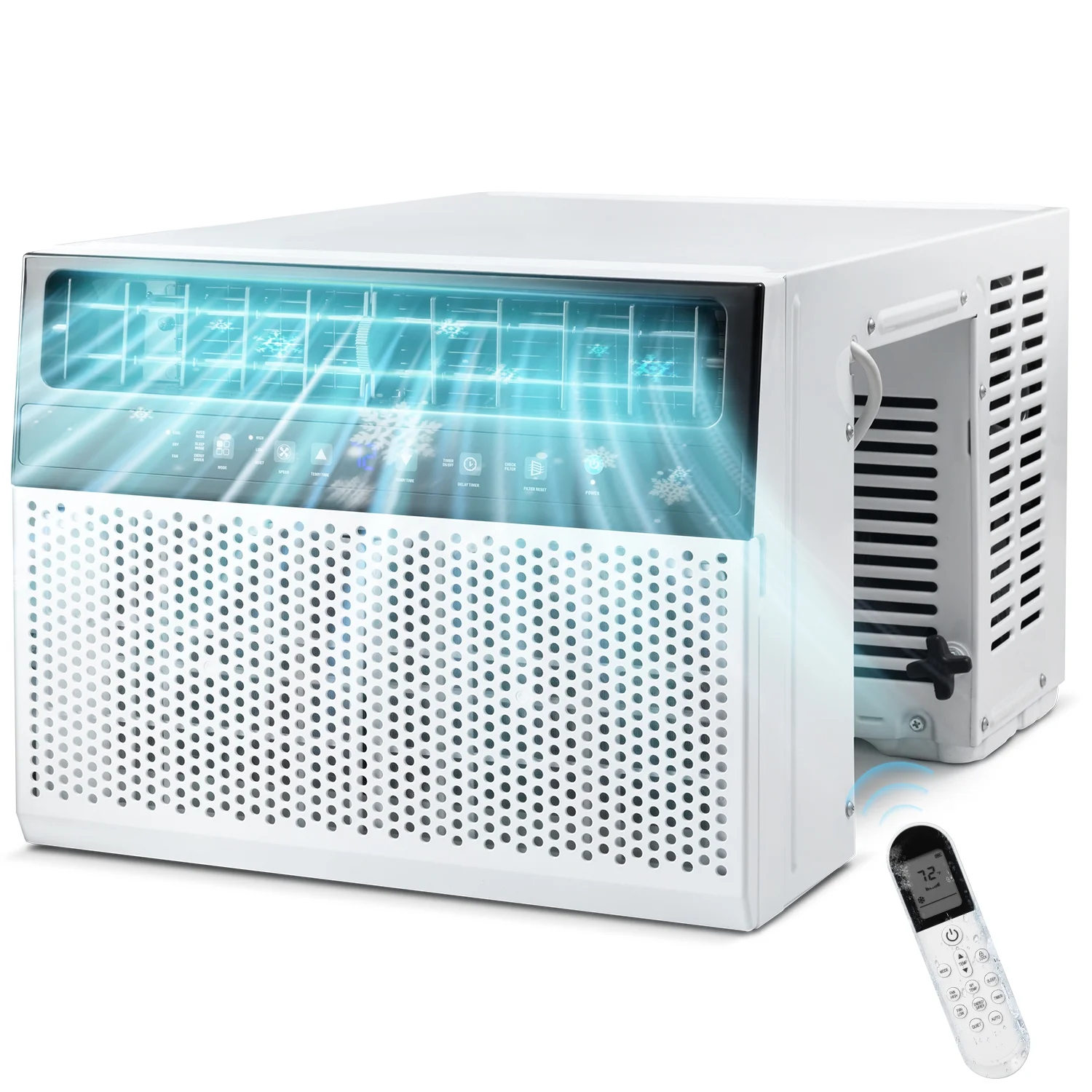 KISSAIR Window Air Conditioners 8,100 BTU (12,000 BTU ASHARE), U-Shaped Air Conditioner Window Unit Cools up to 550 Sq. Ft, 3-In-1 Window AC Units, Full Window View-White