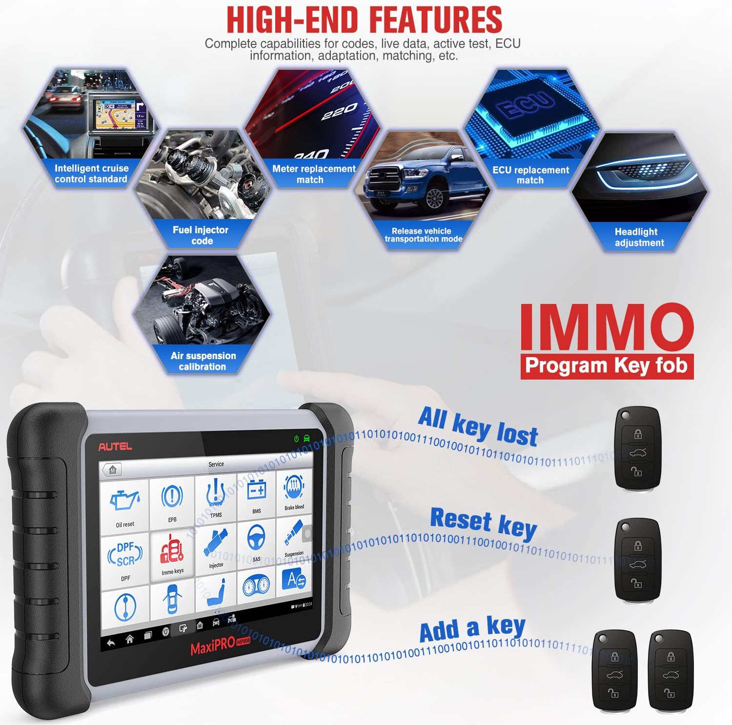 Autel MaxiPro MP808K Diagnostic Scan Tool - 2022 Newest OE-Level Same Function as MS906/DS808K,Bi-Directional Control, 30+ Services, Injector Coding, Oil Reset, EPB, BMS, SAS, DPF, ABS Bleed