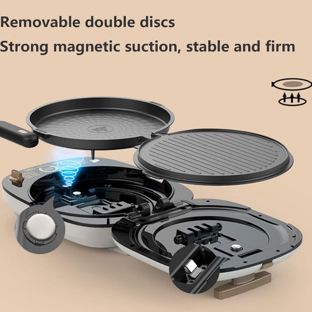 Multifunctional Double-Sided Griddle, 1600W Electric Pancake Maker, Double-sided Heating Griddle Make Crepe Burger Flatbread Omelette, Integrated Heating Tube, Double Plate Removable