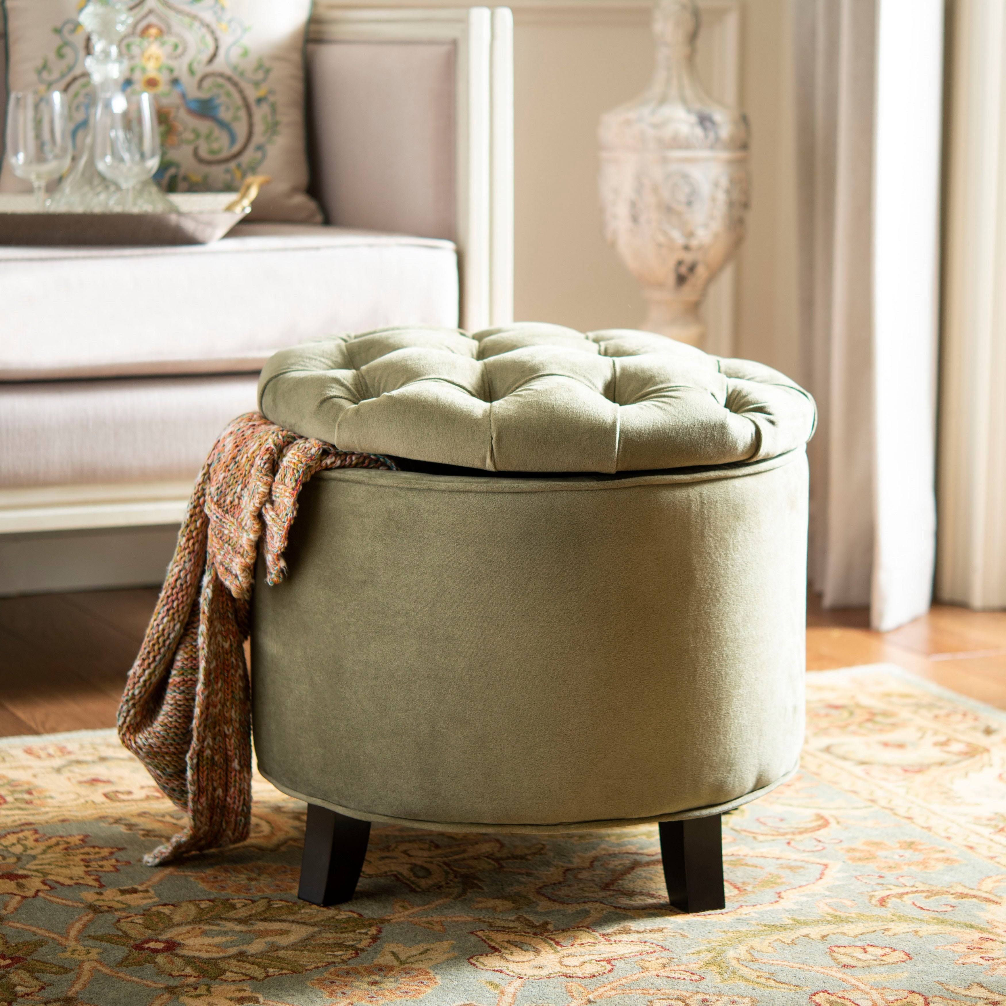 Safavieh Amelia Spruce Tufted Storage Ottoman