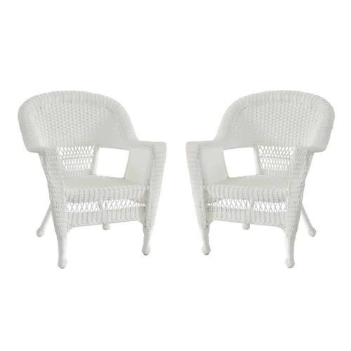 Jeco Inc White Wicker Chair - Set of 2