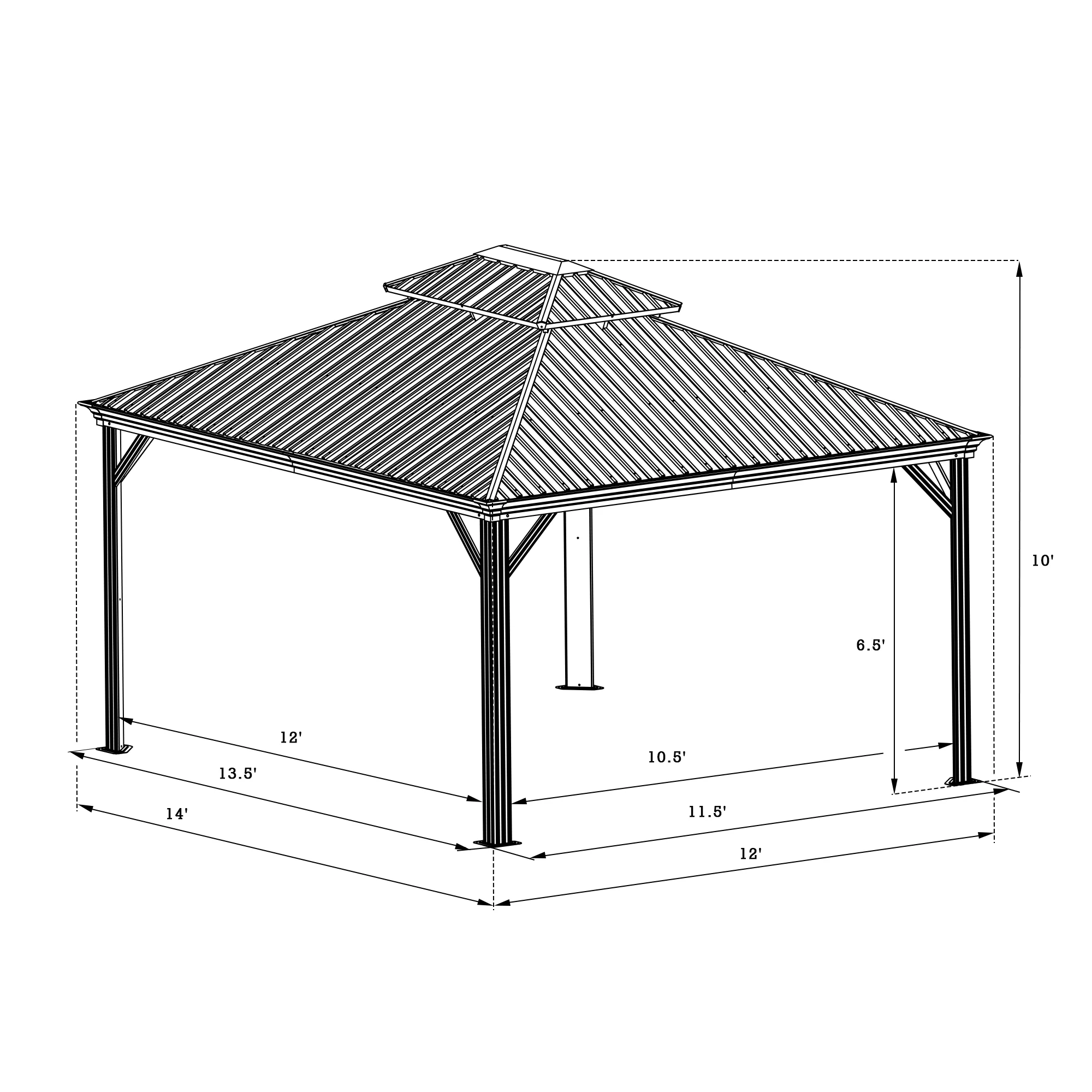 Kozyard Alexander Hardtop Aluminum Permanent Gazebo with a Mosquito Net and Privacy Sidewalls (Alexander 12'x14' Brown)