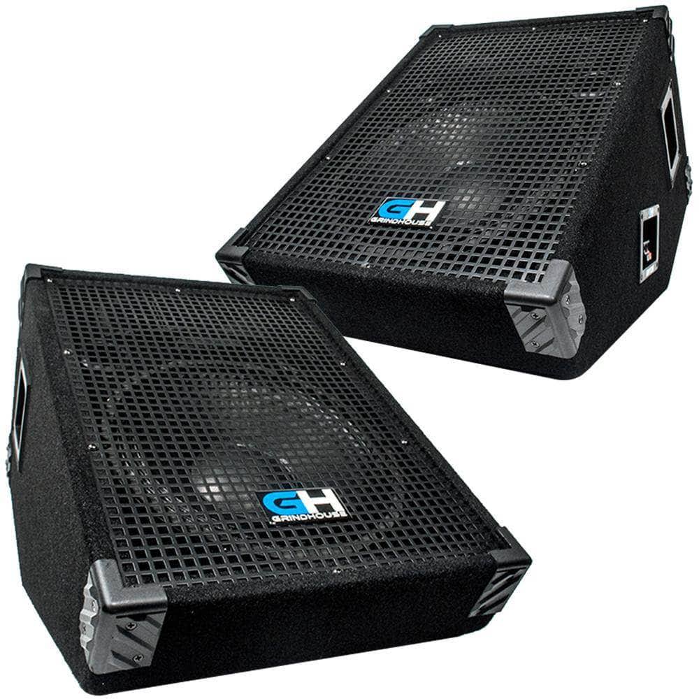 Grindhouse Speakers - GH12M-Pair - Pair of 12 inch Passive Wedge Floor / Stage Monitors 350 Watts RMS Each - Pa/dj Stage, Studio