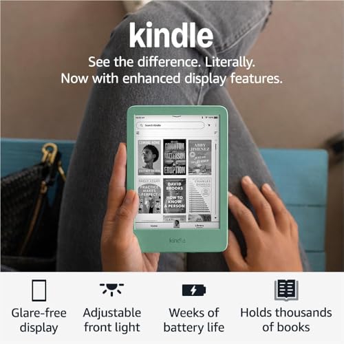 Amazon Kindle (16 GB) - Lightest and most compact Kindle, now with faster page turns, and higher contrast ratio, for an enhanced reading experience - Matcha