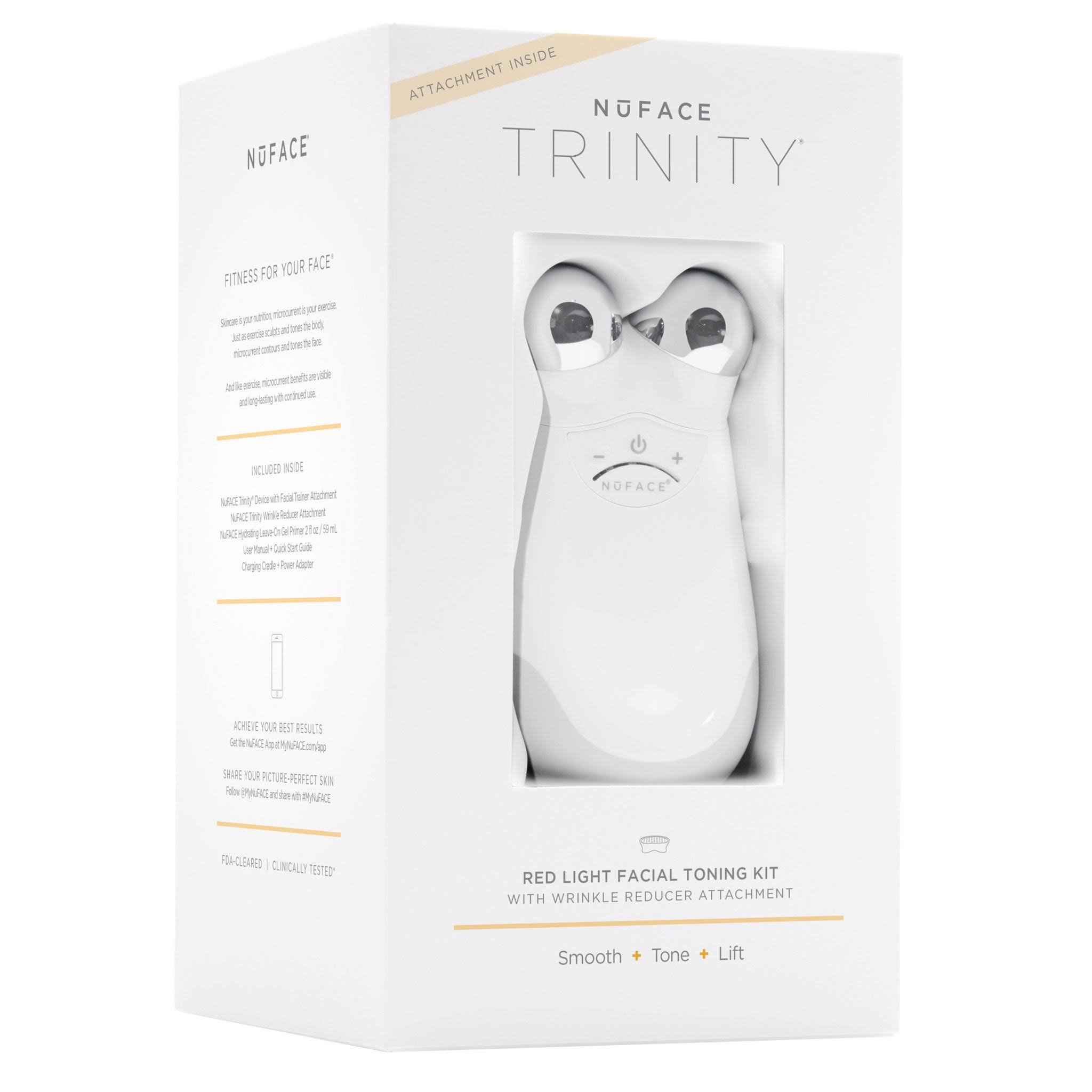 NuFACE Trinity Facial Trainer Kit with Wrinkle Reducer Attachment, White
