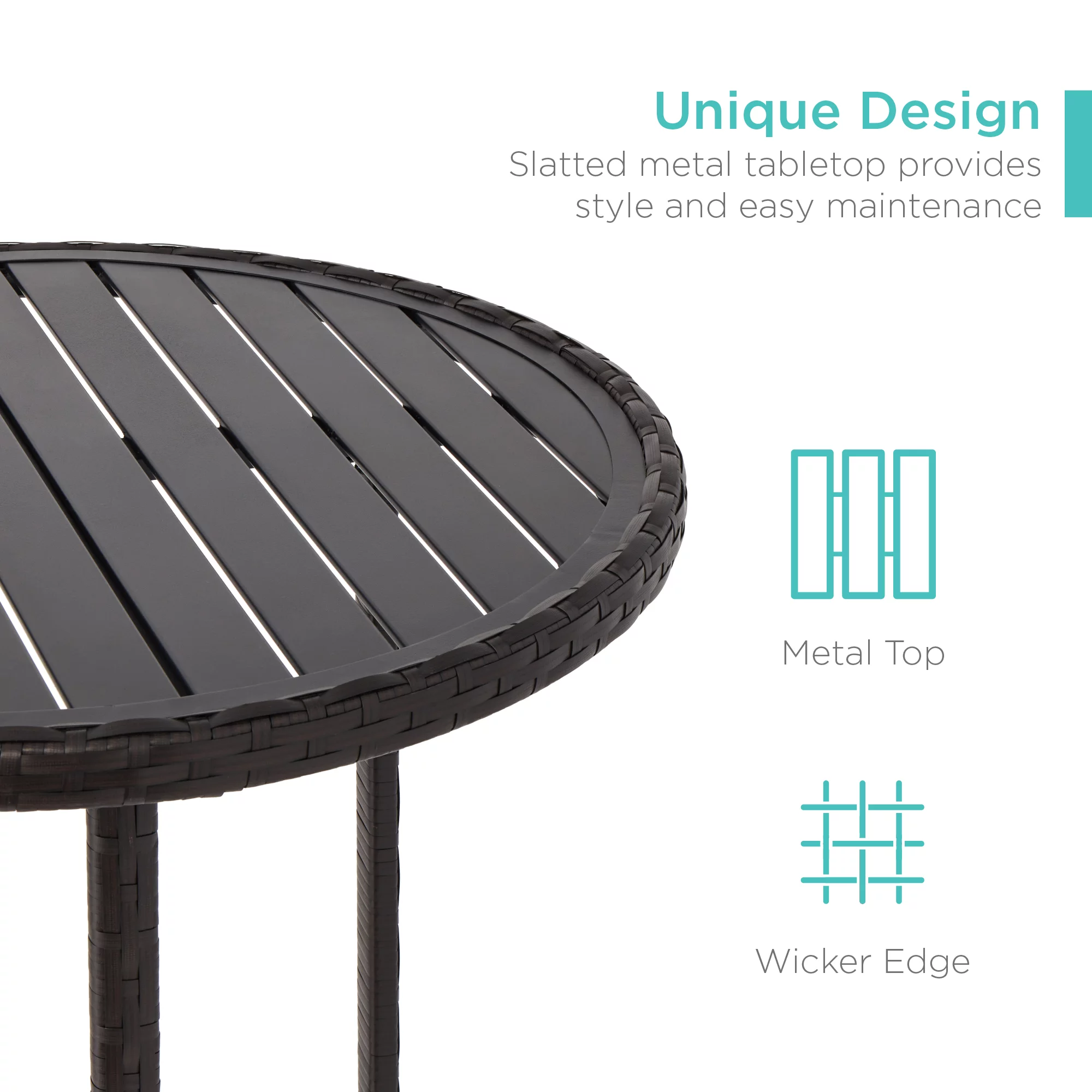 Best Choice Products 3-Piece Outdoor Wicker Patio Bar Table Bistro Set w/ Barstools, Steel Frame - Brown/Beige