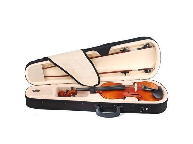 Cecilio 1/2 CVN-300 Ebony Fitted Solid Wood Violin Package with Case, Accessories u0026 Lesson Book + DVD