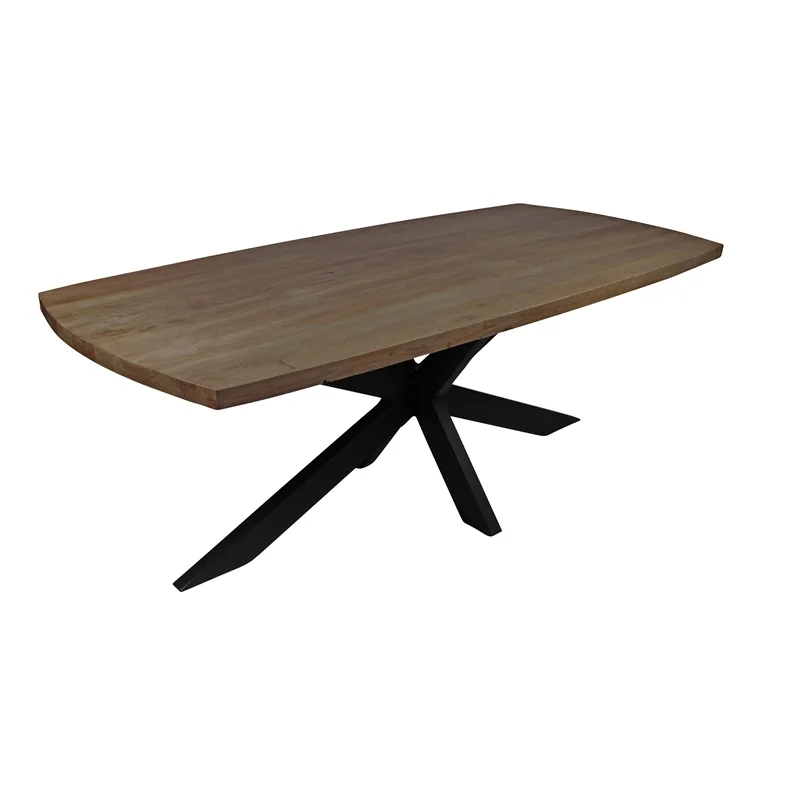 Redondo Felix Solid Wood Dining Table with Cast Iron Legs in Natural - 82"