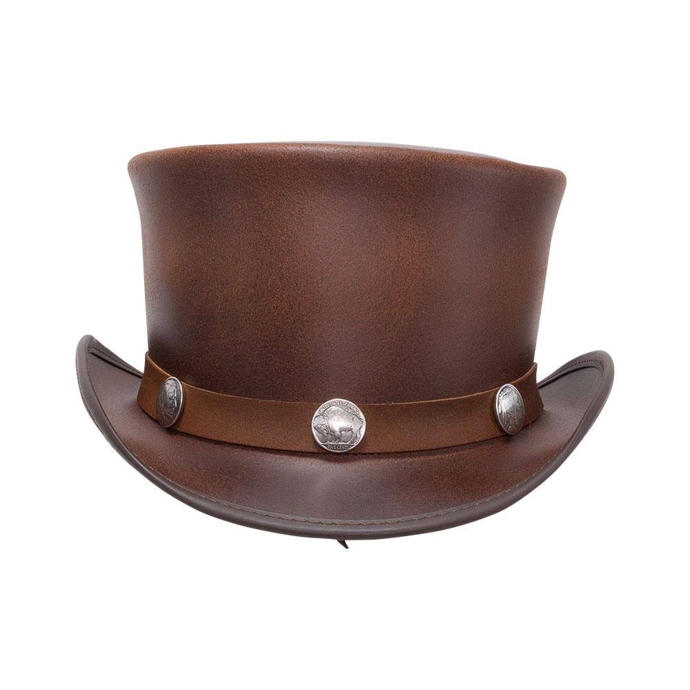 New American Hat Makers El Dorado-Buffalo Band Leather Top Brown X-Large Hat