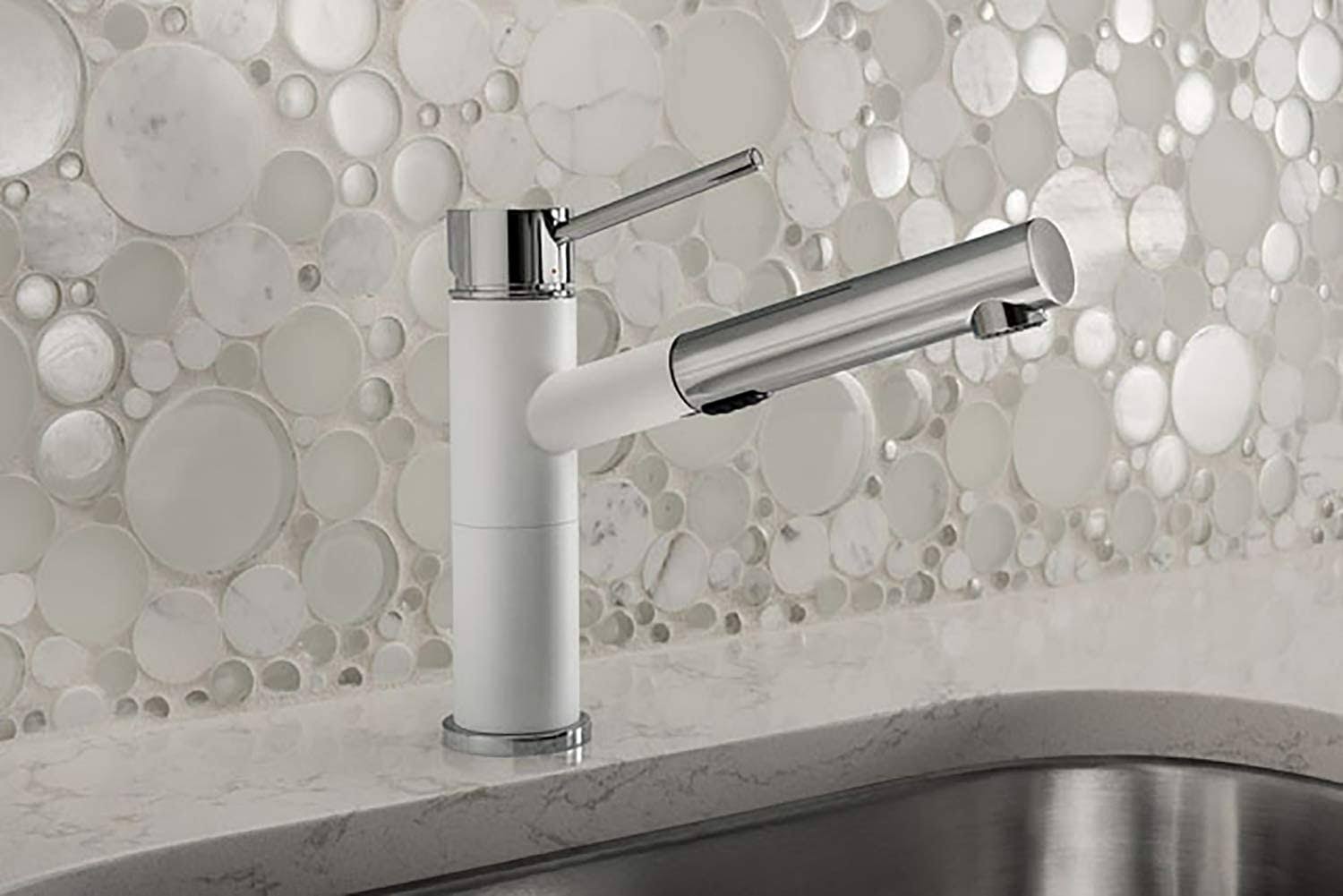 Blanco Alta Pull Out Spray Kitchen Faucet, White 441621
