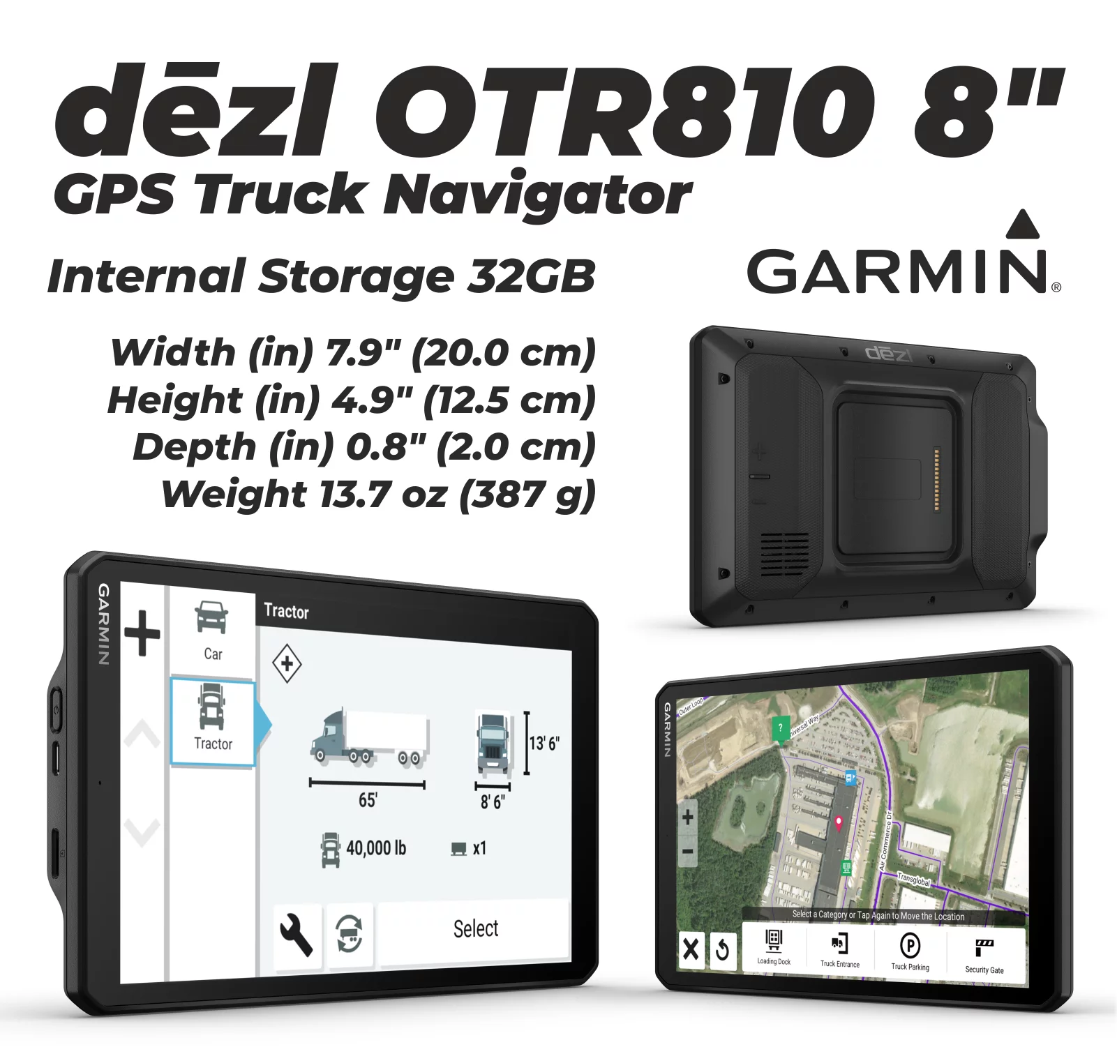 Garmin Dezl OTR810 8” GPS Truck Navigator with Wearable4U Power Pack Bundle