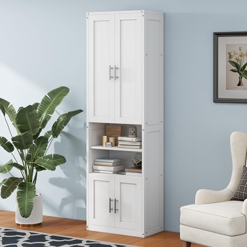 Rophefx Murphy Bed Queen with 2 Side Cabinet Storage Shelves Combo, Queen Wall Bed Cabinet with USB Port, Foldable Platform Bed, Space Saving Bed Frame, Modern Hidden Bed for Guest Room, Home, White