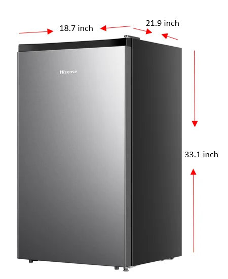 Hisense 4.4 Cu ft. Single Door Mini Fridge with Chiller, Silver 18.7" Width