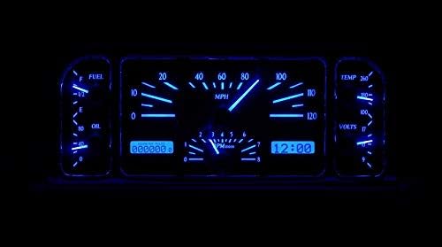 Dakota Digital VHX-37F-S-B Compatible with 1937-38 Ford Car VHX Analog Dash Gauge System Silver Alloy Blue Backlighting