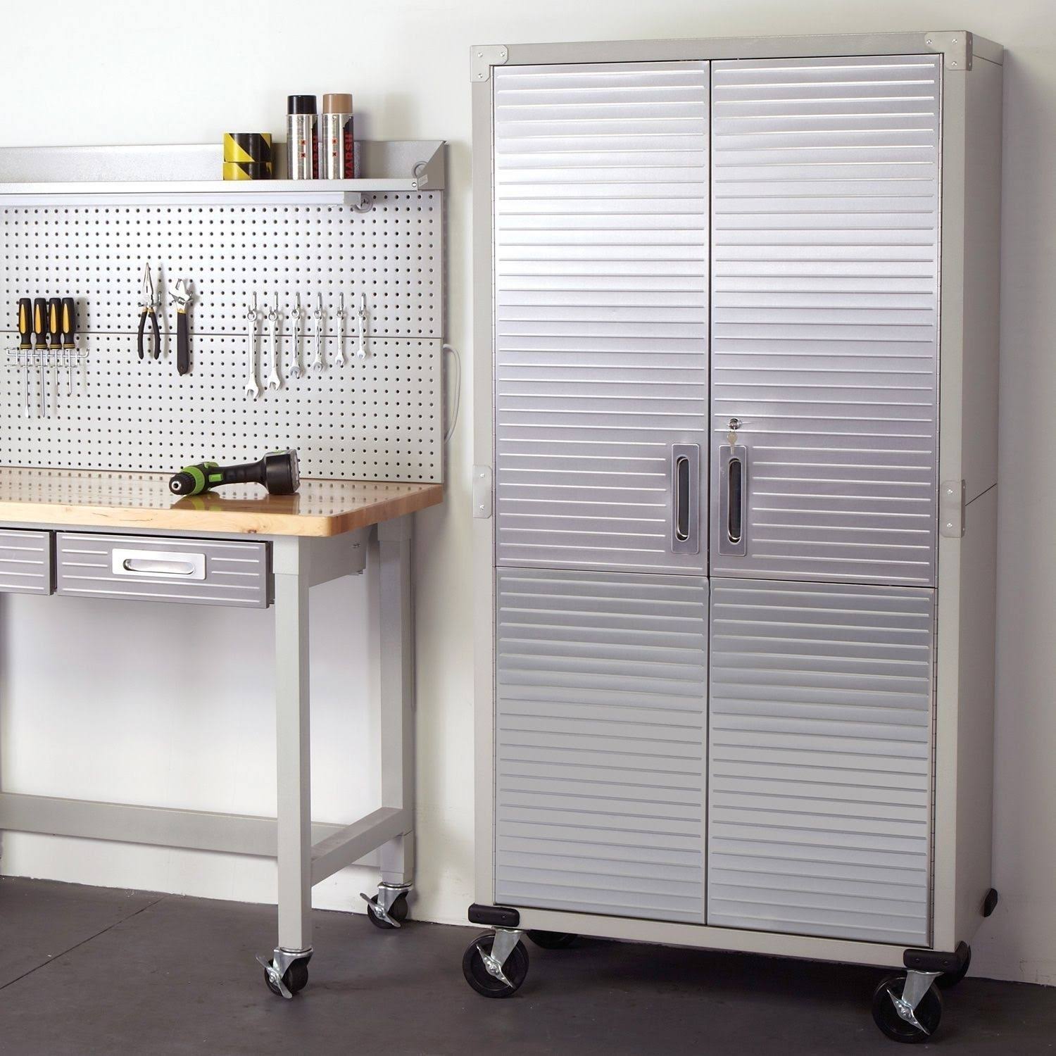Seville Classics Heavy Duty Storage Cabinet, Stainless Steel