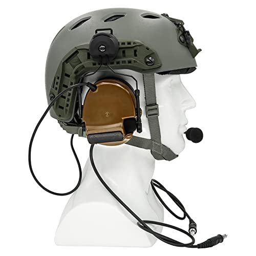 Double Comta iii Tactical Headset ARC Helmet Rail Mount Civilian Version and PTT Adapter U94 PTT Compatible Kenwood Plug Walkie-Talkie