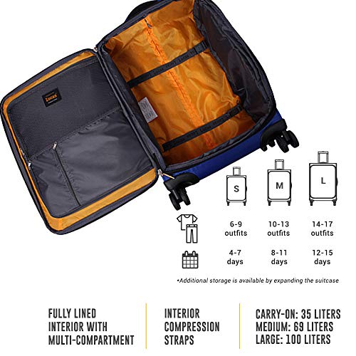 Lucas Ultra Lightweight Carry On - Expandable Softside 20 Inch Luggage - Small Rolling Bag Fits Most Airline Compartments - Durable 8-Spinner Wheels Suitcase (Royal Blue)
