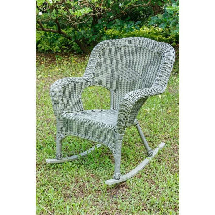 International Caravan Camelback Resin Wicker Rocker - White
