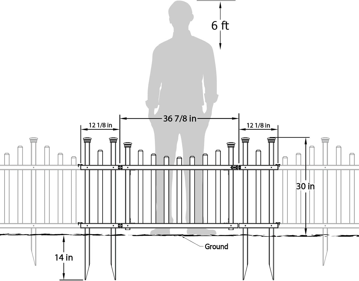 Zippity Outdoor No Dig Garden Fence (3 Pack) and Madison Vinyl Gate Kit with Fence Wings
