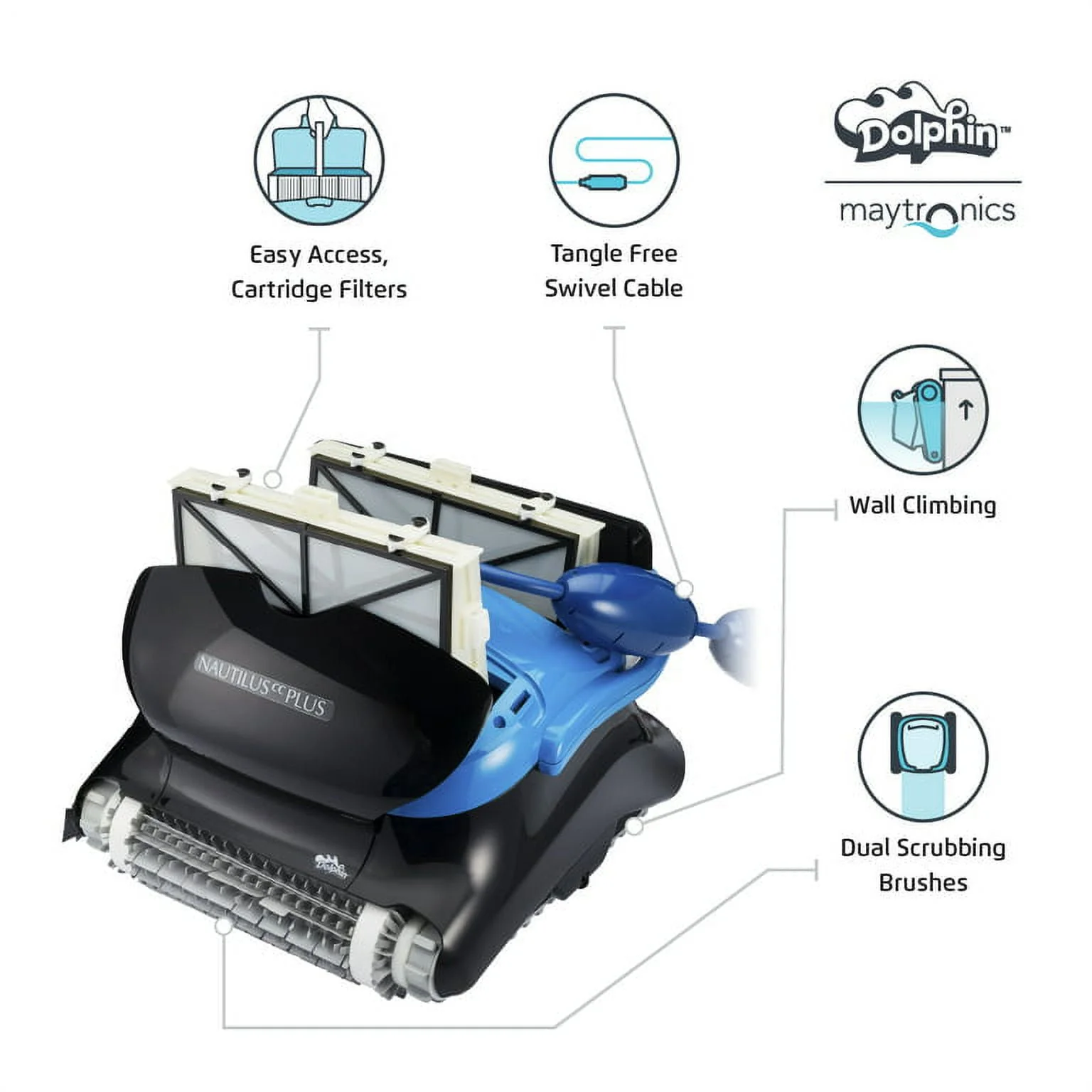 Dolphin Nautilus CC Plus Swimming Pool Inground Robotic Pool Cleaner 99996403-PC