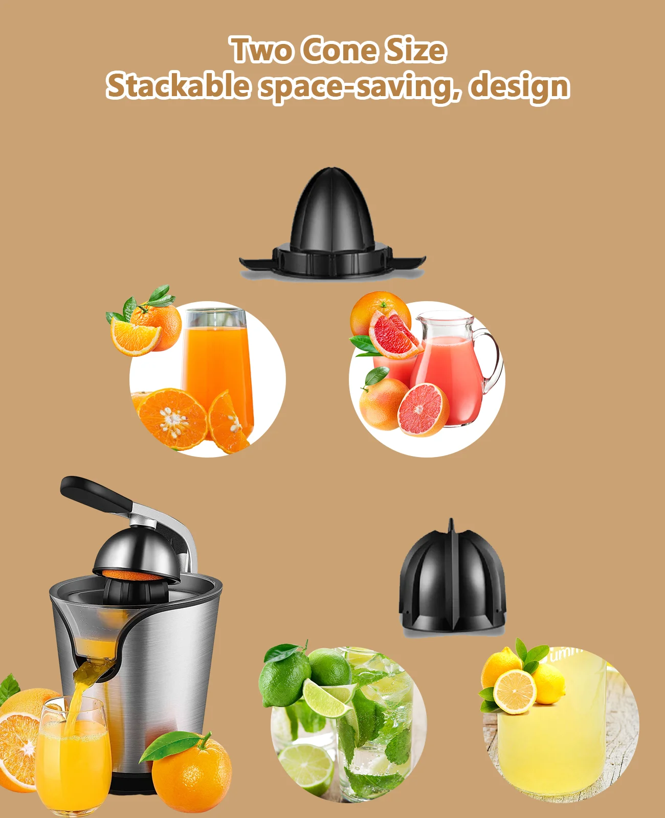 Press Type Electric Citrus Juicer - Citrus Squeezer for Oranges Lemons
