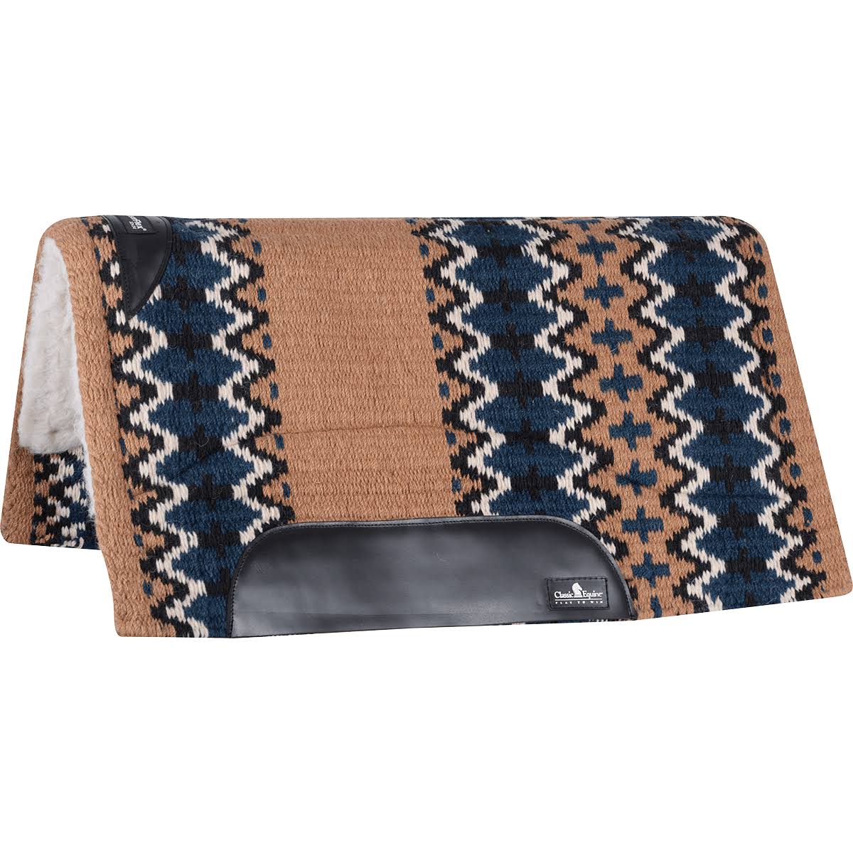 Classic Equine Sensorflex Saddle Pad Wool Top Straight 32x34 Navy Ivory
