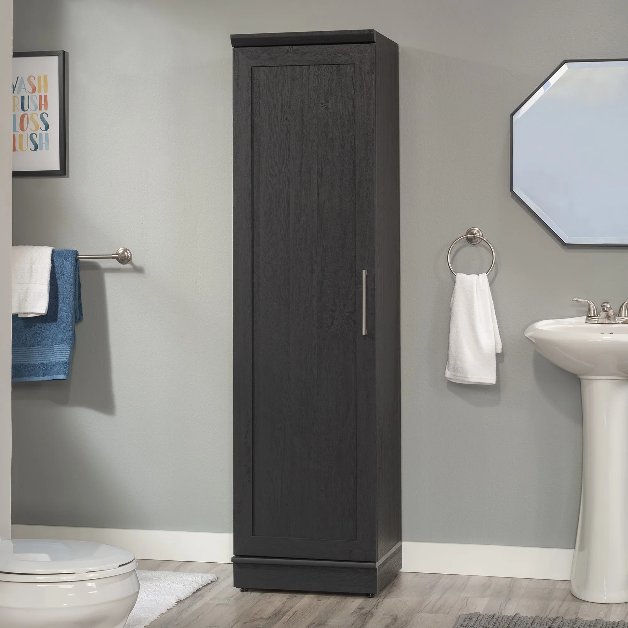 Sauder Homeplus Engineered Wood Single Door Pantry in Raven Oak Finish