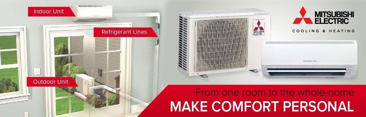 Mitsubishi 12,000 Btu 1 Ton Ductless Split System AC Heat Pump SEER 25.6 Cool & Heat Super High Energy Efficient System