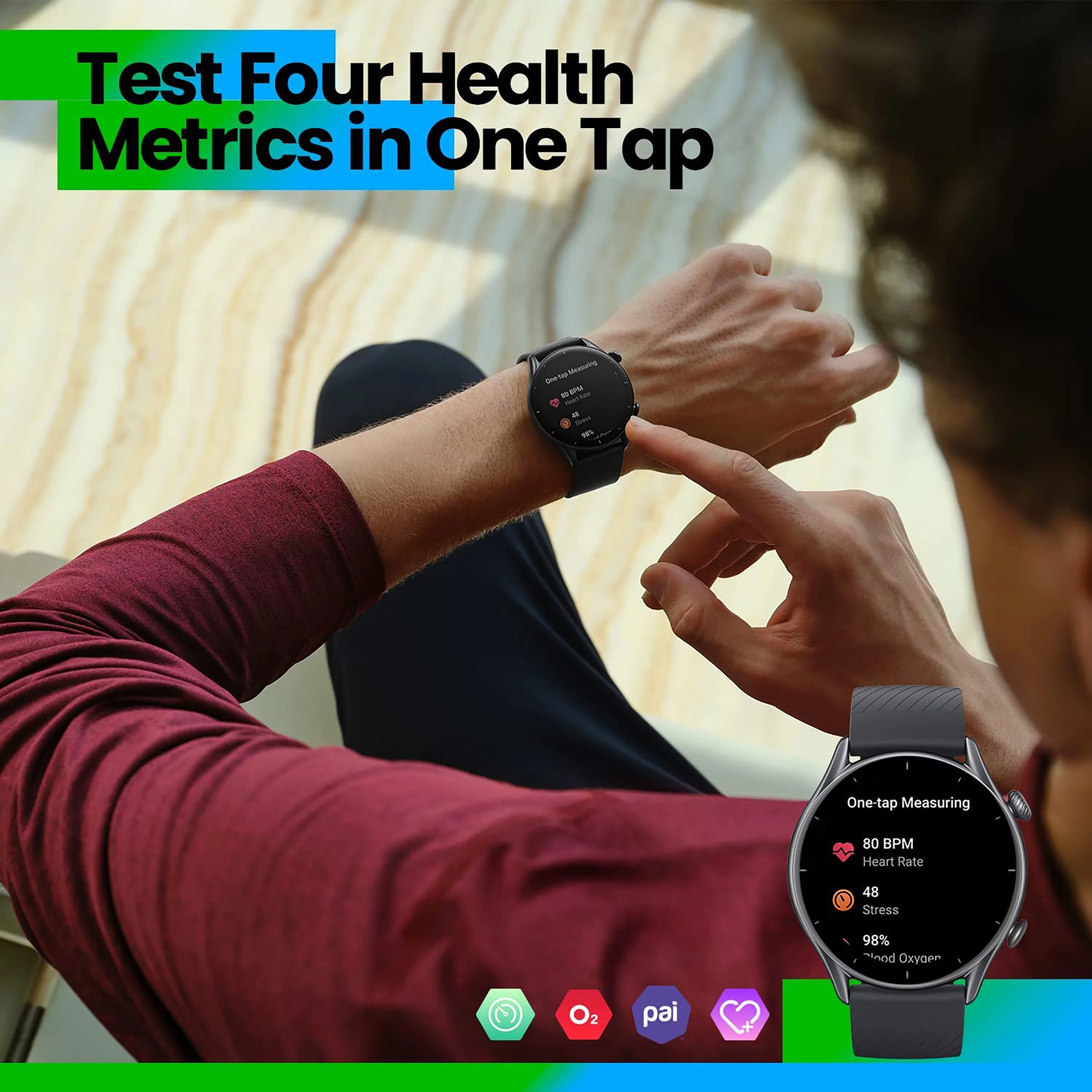 Amazfit GTR 3 Smart Watch: Android & iOS - GPS Fitness Tracker with 150 Sports Modes - 21-Day Battery Life - 1.39” AMOLED Display - Blood Oxygen Heart Rate Tracking - Waterproof, Thunder Black